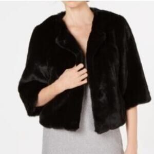 Calvin Klein Womens Faux Fur Short Jacket Cape Shrug Size M